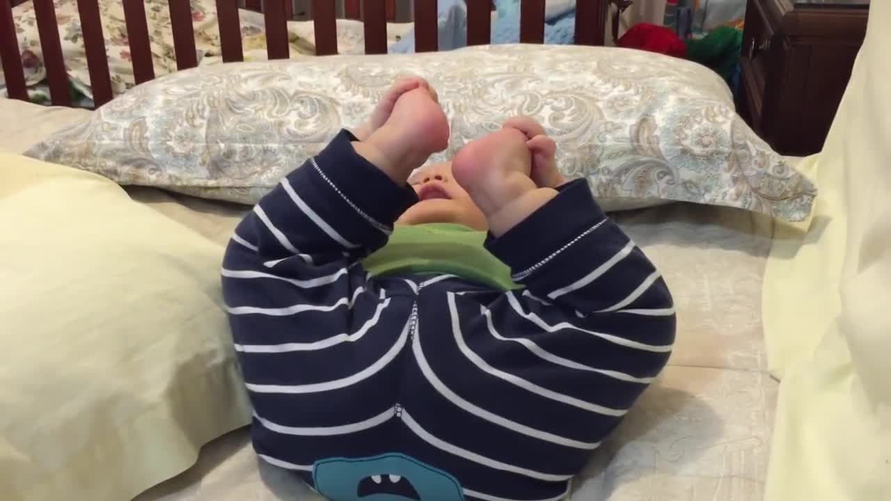 Funny moment of this baby laughing with farts