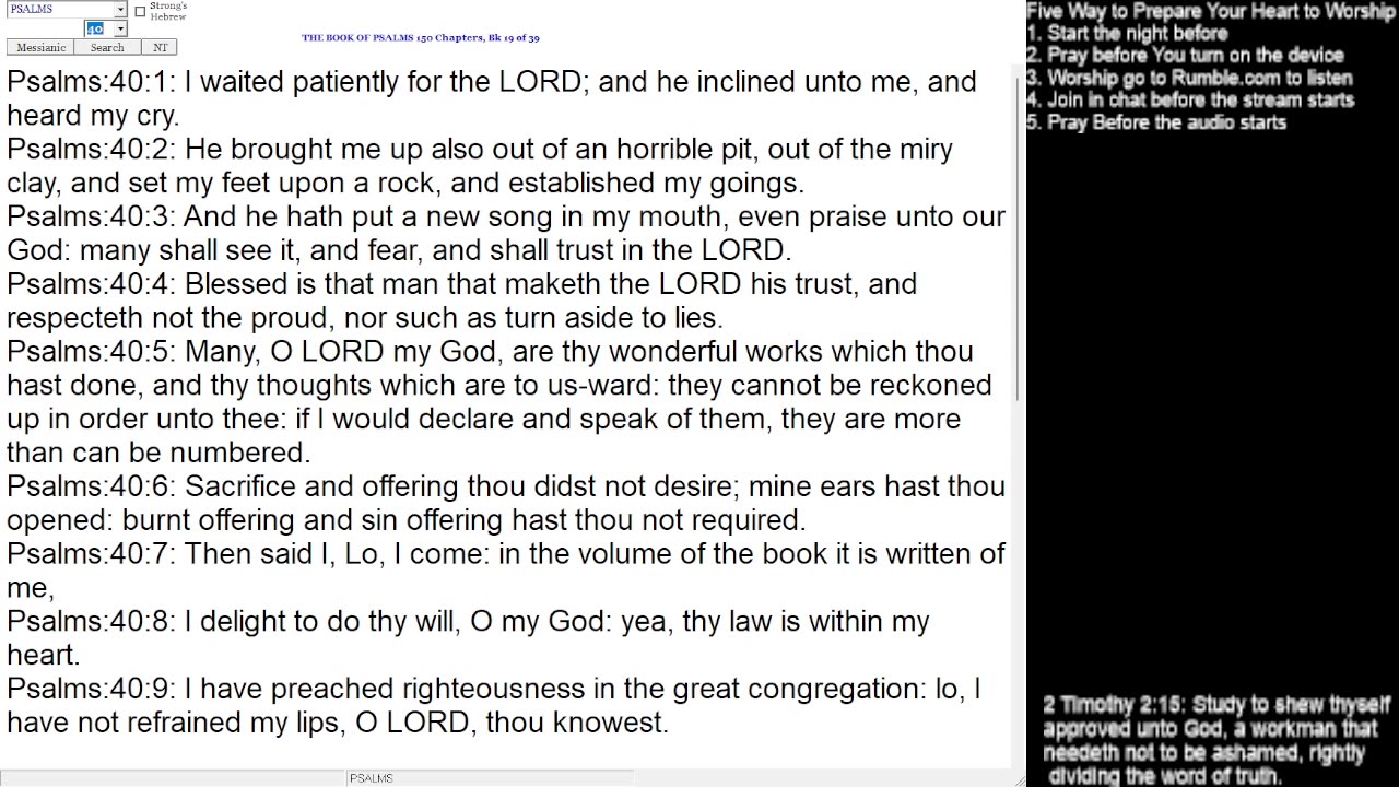 Psalms 26, 40, 58, 61-62, 64