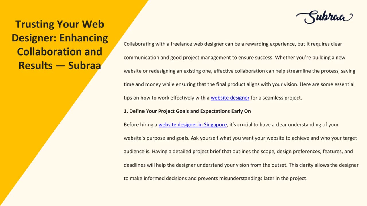 Trusting Your Web Designer: Enhancing Collaboration and Results — Subraa