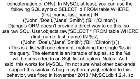 Django filter queryset on quottuplesquot of values for multiple columns