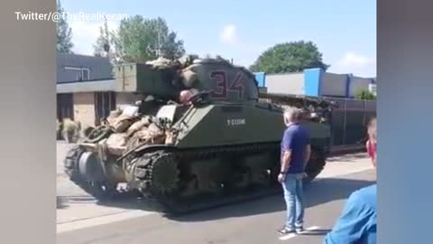 Dutch farmers brought a tank to help with their blockades.