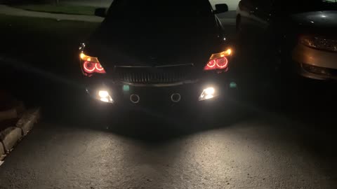 Son Puts Disco Lights on my M6 Convertible for Christmas