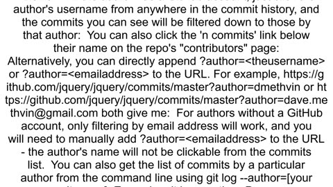 GitHub List commits by author