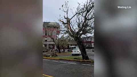 Videos show Typhoon Koinu lashing south Taiwan