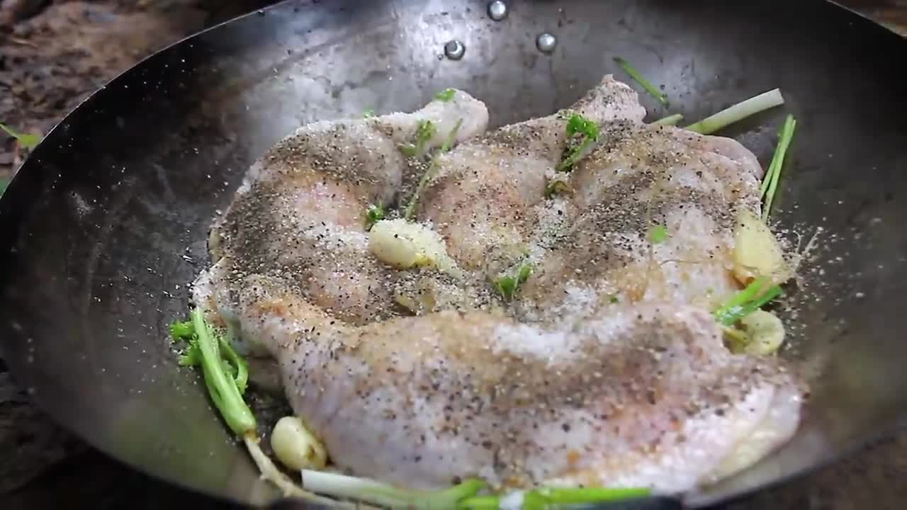 Cooking Coconut Chicken Leg Recipe eating so Yummy - Use Coconut water Cook Chicken Meat in Fry P-15