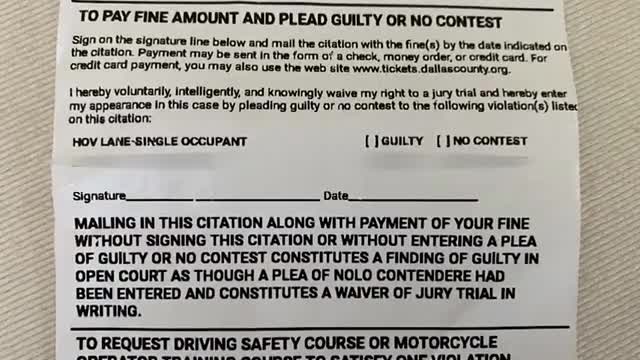 Texas woman fighting HOV lane ticket receives second ticket for same offense
