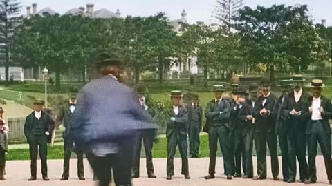 Sydney 1896 Grotesque Skater by the Lumière brothers in color