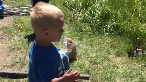 Ecstatic Little Boy Reels in First Fish