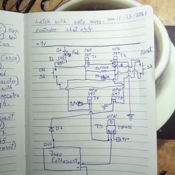 Push Button Latch Circuit with Microcontroller that Automatically Shuts Off the Power