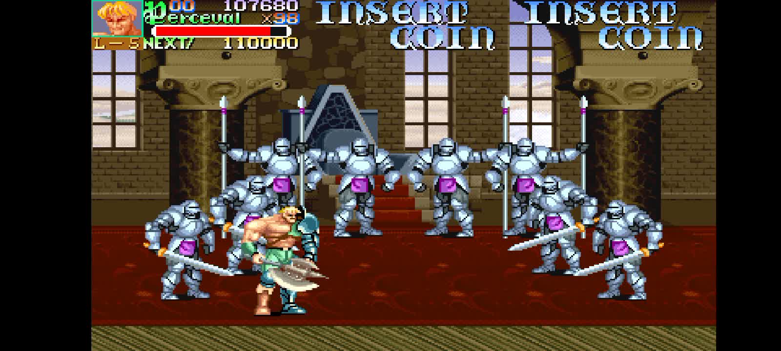 Zeroing Knights of The Round arcade version with the character (PERCEVAL).