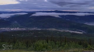 Dawson City, Yukon, at midnight (summer solstice)