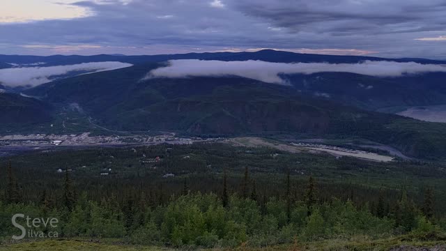 Dawson City, Yukon, at midnight (summer solstice)