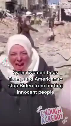 Syrian woman pleads for Trump to stop Biden