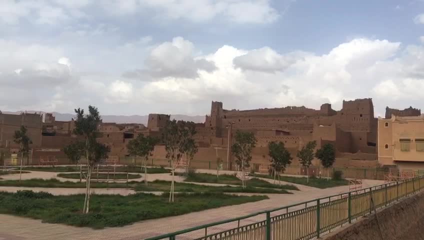 South Morocco nature Kasbah and palm-trees