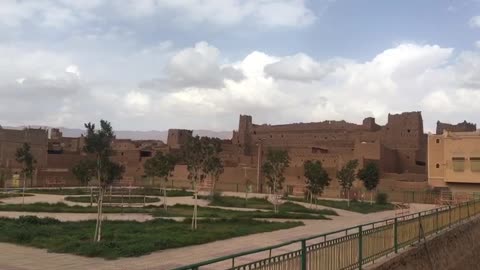 South Morocco nature Kasbah and palm-trees