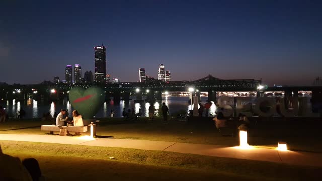 Night view of Nodeul Island in Han River in Seoul