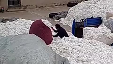 Using a lighter to open plastic bags at a COTTON WAREHOUSE...?