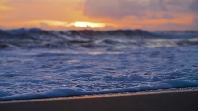 Handheld Close Up Shot of Waves On Echo Beach