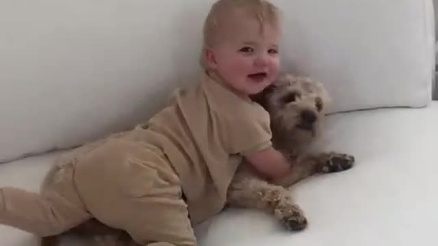 The cutest baby and puppy