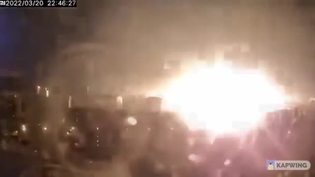 Incoming Russian rocket is seen before huge blast in Kyiv