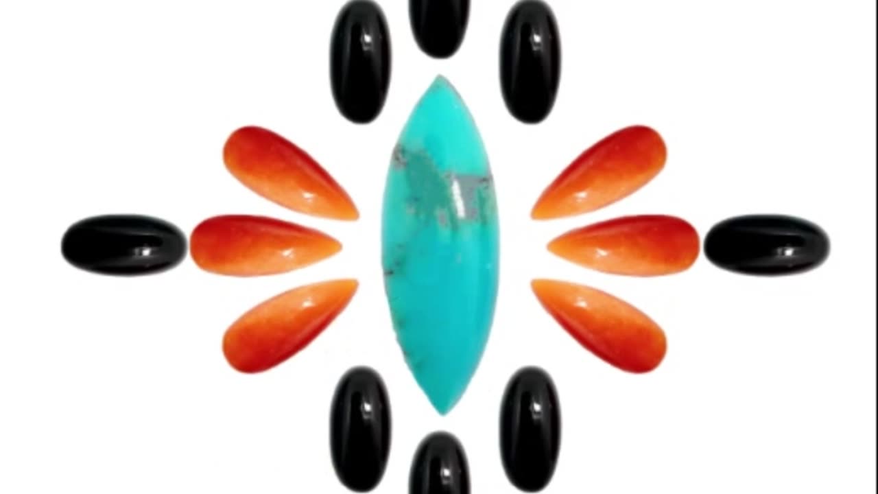 Natural turquoise marquise cab size 7*21mm and orange spiny oyster pear-shape cabochon