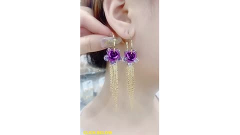 Earrings art pink color