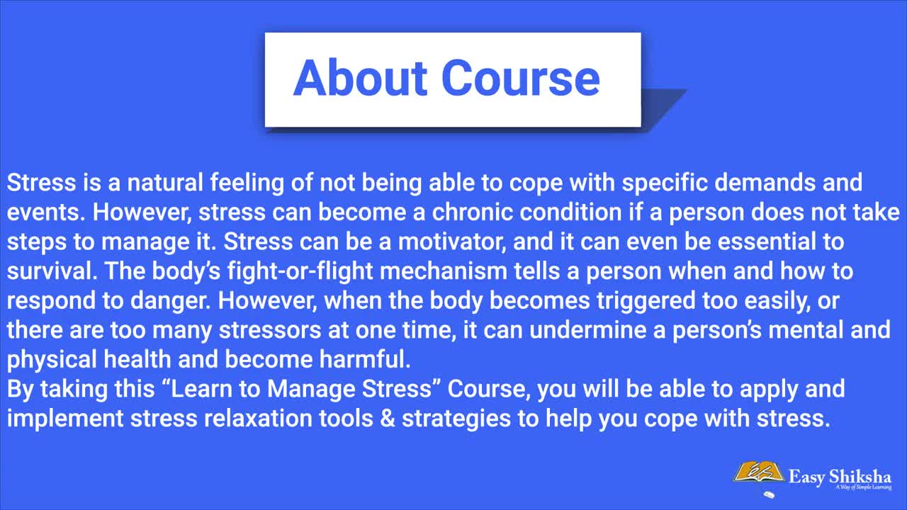 Learn to Manage Stress | Video Tutorial | Online Certificate Courses