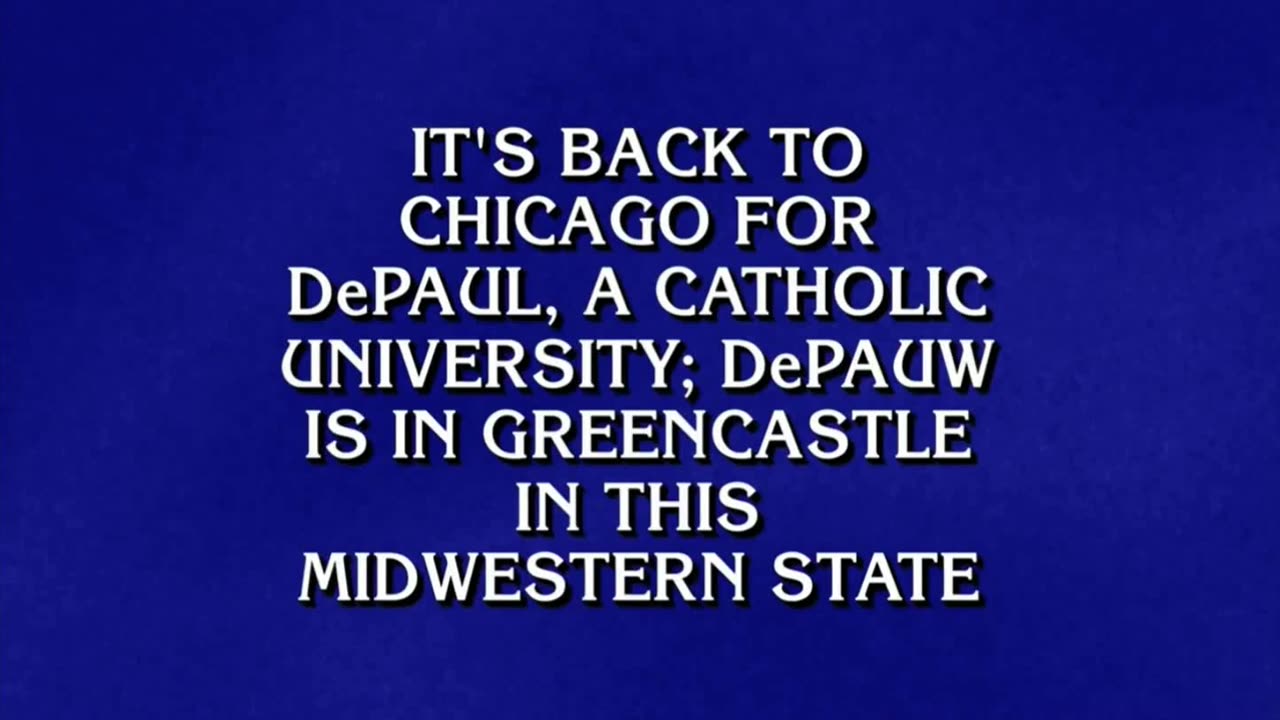 April 25, 2017 - Indiana's DePauw University is 'Jeopardy!' Clue