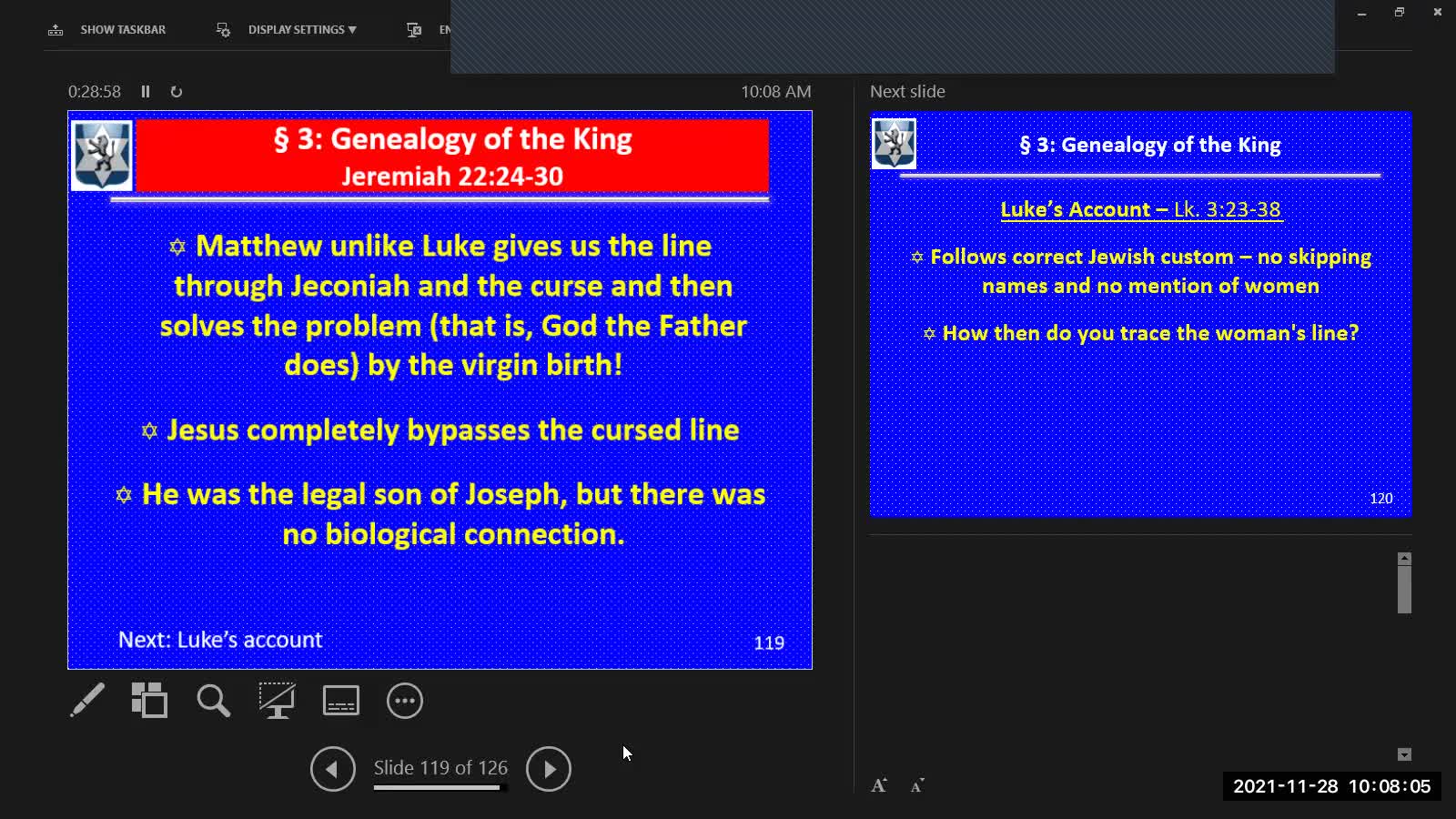 Sunday November 28,2021 The Life of the Messiah 9: Matthew’s Genealogy and The Curse of Jeconiah