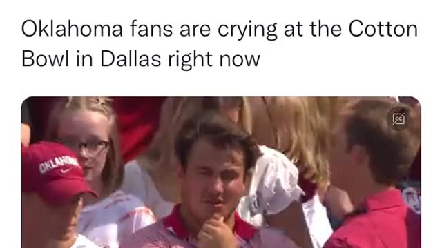 Oklahoma fans are crying at the Cotton Bowl in Dallas right now