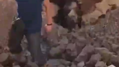Huge crater after a missile attack on Ugledar, occupied by the Ukraine