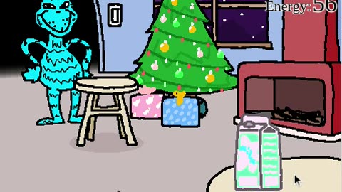 Playing the game "It's Blinchmas" on Scratch.