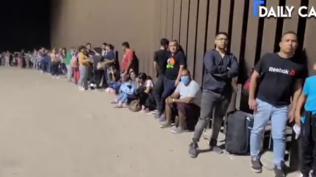 MASSIVE Line Of Illegals Wait to Be Taken In By Border Patrol!!