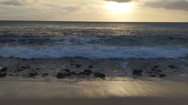 Sunset ocean waves in Mexico