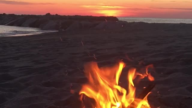 Beach campfire