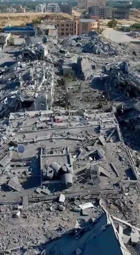 🚨 Drone Footage of the genocidal devastation of the Gaza Strip