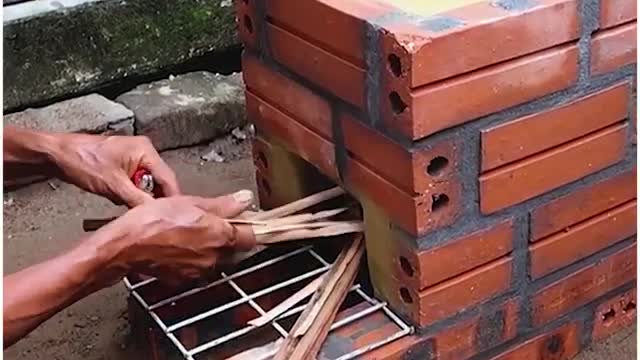 DIY firewood stove for outside cooking