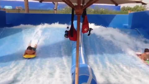 water skiing by cute twin
