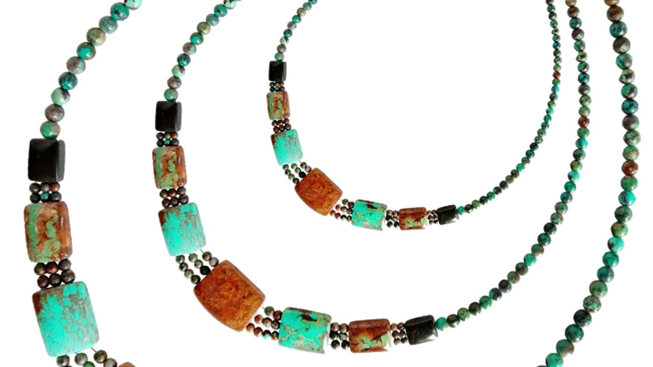 Natural turquoise beads with small size beads colorful necklace Simple atmosphere jewelry09