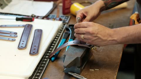 Handmade Fire Fighter Leather Suspenders - PART 2 of 2 - ASMR Build