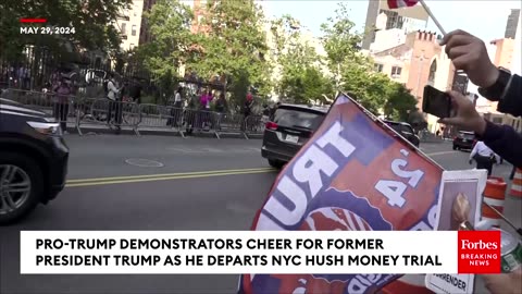 PRESIDENT TRUMP SUPPORTERS Cheer For Former President Trump As He Departs NYC Hush Money Trial