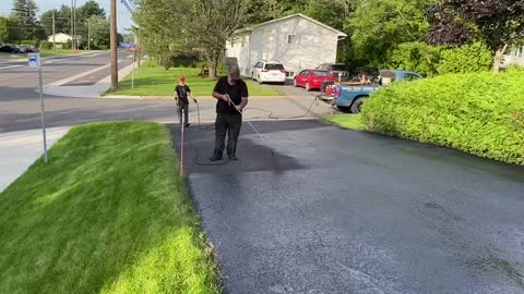 Professional Asphalt Spray Sealing: “The 4 Little Patch One” Top Coats Pavement Maintenance