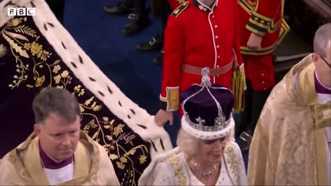 HM King Charles III leaves Westminster Abbey following Coronation ceremony - BBC News