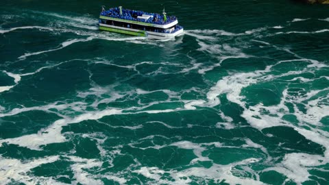 Ship Near Water Falls