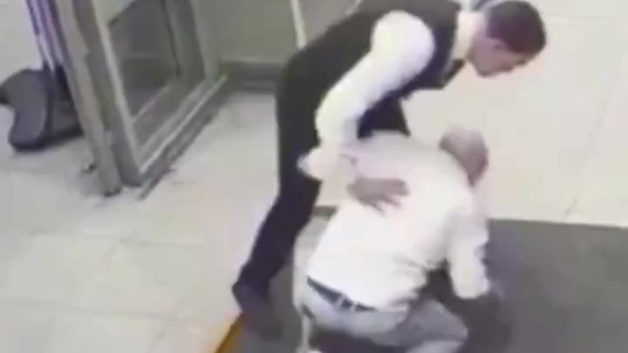 Man with a knife gets taken out at the entrance