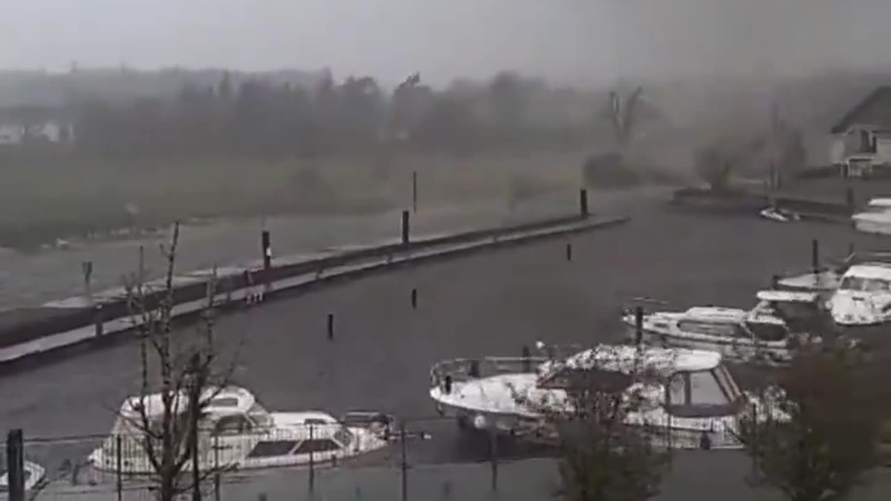 Tornado doing damage in Leitrim Village Ireland