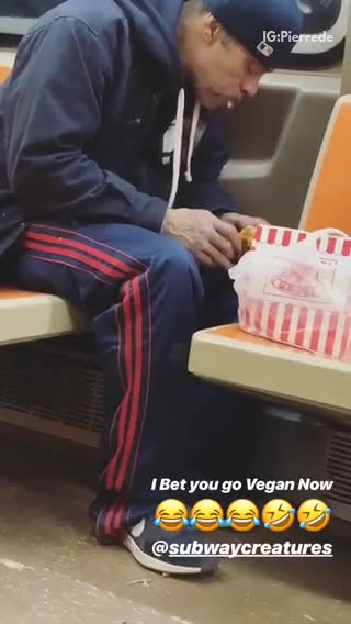 Man eating chicken on train throws bones on floor