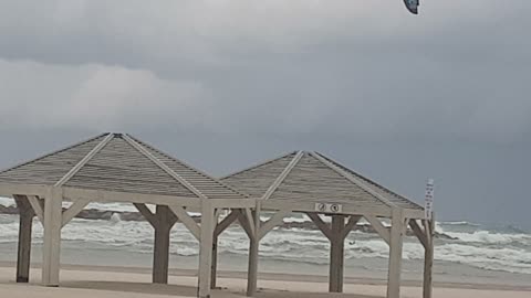 Raging waves in the Jaffa Sea before entering the rain depression