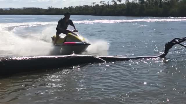 Jumping a Jet Ski in Slow Motion Along a Western Australia Estuary