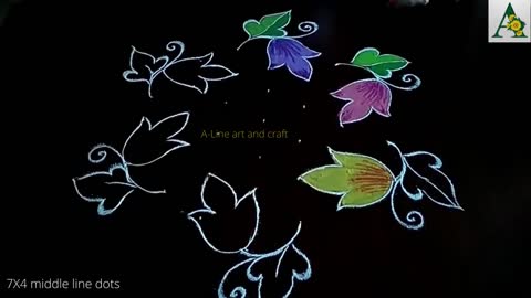 simple flower design rangoli art